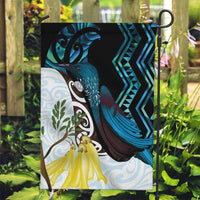 New Zealand Silver Fern Tui Bird Garden Flag Maori Kowhai Paua Shell Taniko Motifs LT14 Garden Flag Turquoise - Polynesian Pride