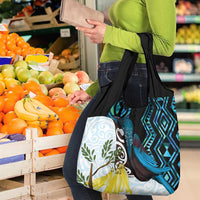 New Zealand Silver Fern Tui Bird Grocery Bag Maori Kowhai Paua Shell Taniko Motifs LT14 - Polynesian Pride