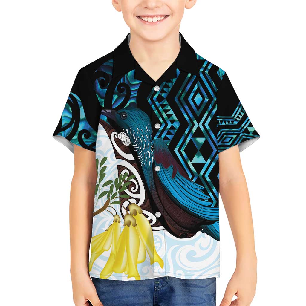 New Zealand Silver Fern Tui Bird Hawaiian Shirt Maori Kowhai Paua Shell Taniko Motifs LT14 - Polynesian Pride
