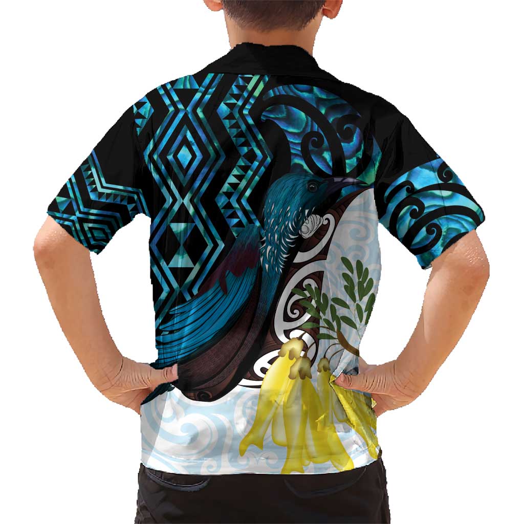 New Zealand Silver Fern Tui Bird Hawaiian Shirt Maori Kowhai Paua Shell Taniko Motifs LT14 - Polynesian Pride