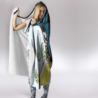 New Zealand Silver Fern Tui Bird Hooded Blanket Maori Kowhai Paua Shell Taniko Motifs LT14 - Polynesian Pride