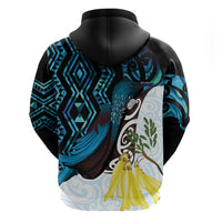 New Zealand Silver Fern Tui Bird Hoodie Maori Kowhai Paua Shell Taniko Motifs LT14 - Polynesian Pride