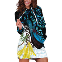 New Zealand Silver Fern Tui Bird Hoodie Dress Maori Kowhai Paua Shell Taniko Motifs