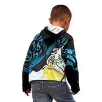 New Zealand Silver Fern Tui Bird Kid Hoodie Maori Kowhai Paua Shell Taniko Motifs LT14 - Polynesian Pride