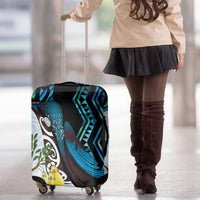 New Zealand Silver Fern Tui Bird Luggage Cover Maori Kowhai Paua Shell Taniko Motifs LT14 - Polynesian Pride