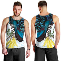 New Zealand Silver Fern Tui Bird Men Tank Top Maori Kowhai Paua Shell Taniko Motifs LT14 - Polynesian Pride
