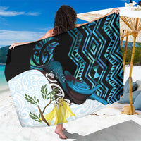 New Zealand Silver Fern Tui Bird Sarong Maori Kowhai Paua Shell Taniko Motifs LT14 One Size 44 x 66 inches Turquoise - Polynesian Pride