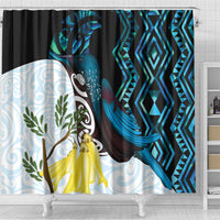New Zealand Silver Fern Tui Bird Shower Curtain Maori Kowhai Paua Shell Taniko Motifs LT14 - Polynesian Pride