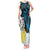 New Zealand Silver Fern Tui Bird Tank Maxi Dress Maori Kowhai Paua Shell Taniko Motifs