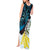 New Zealand Silver Fern Tui Bird Tank Maxi Dress Maori Kowhai Paua Shell Taniko Motifs