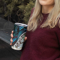 New Zealand Silver Fern Tui Bird Tumbler Cup Maori Kowhai Paua Shell Taniko Motifs LT14 - Polynesian Pride