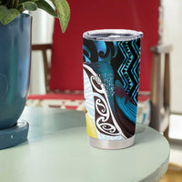 New Zealand Silver Fern Tui Bird Tumbler Cup Maori Kowhai Paua Shell Taniko Motifs LT14 - Polynesian Pride