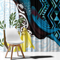 New Zealand Silver Fern Tui Bird Window Curtain Maori Kowhai Paua Shell Taniko Motifs LT14 - Polynesian Pride