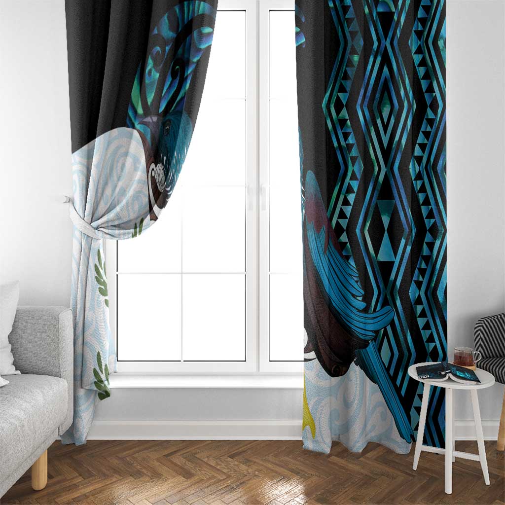 New Zealand Silver Fern Tui Bird Window Curtain Maori Kowhai Paua Shell Taniko Motifs LT14 - Polynesian Pride