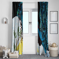 New Zealand Silver Fern Tui Bird Window Curtain Maori Kowhai Paua Shell Taniko Motifs LT14 - Polynesian Pride