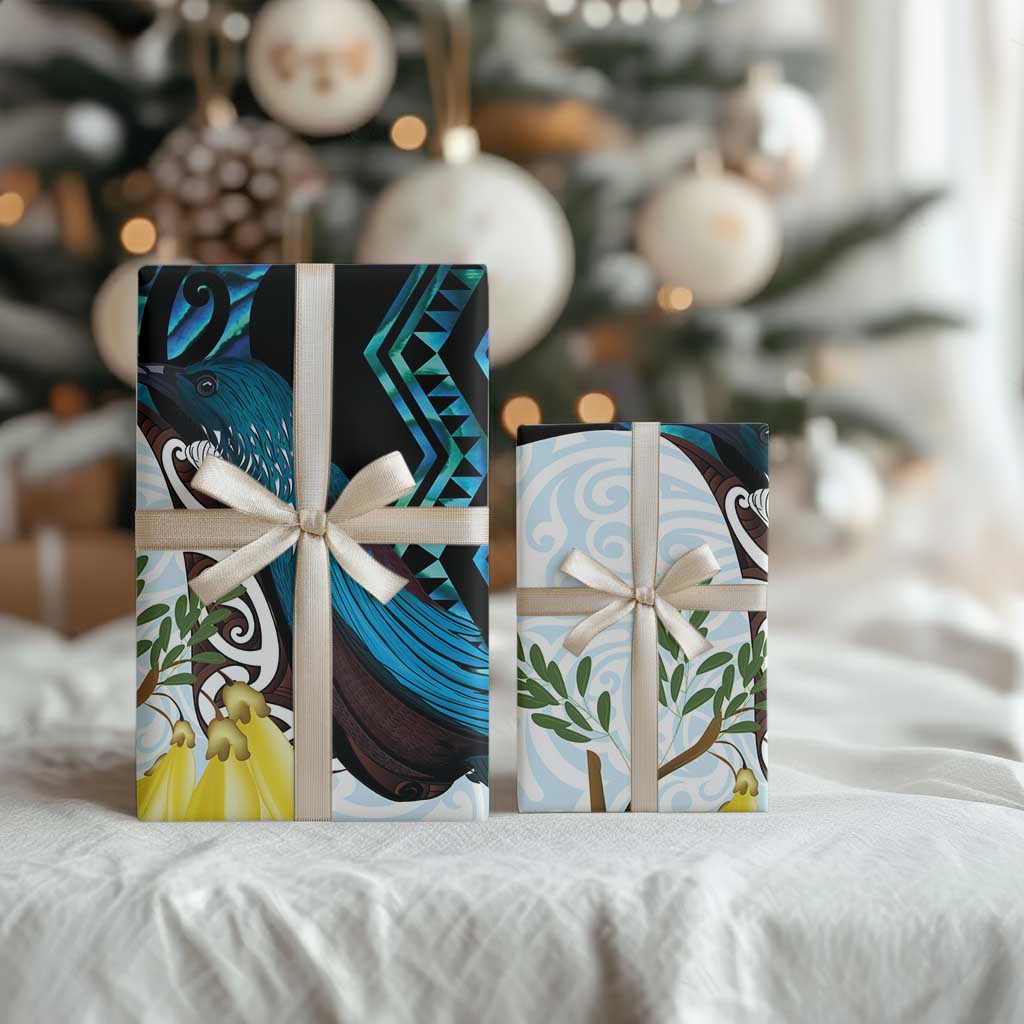 New Zealand Silver Fern Tui Bird Wrapping Paper Maori Kowhai Paua Shell Taniko Motifs LT14 - Polynesian Pride