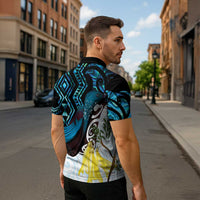 New Zealand Silver Fern Tui Bird Zipper Polo Shirt Maori Kowhai Paua Shell Taniko Motifs LT14 - Polynesian Pride