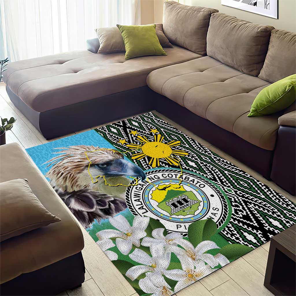 Cotabato Philippines Province Area Rug Filipino Eagle Sampaguita Tinalak Pattern