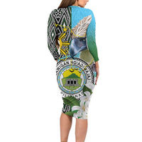 Cotabato Philippines Province Family Matching Long Sleeve Bodycon Dress and Hawaiian Shirt Filipino Eagle Sampaguita Tinalak Pattern
