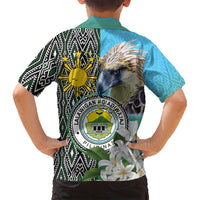 Cotabato Philippines Province Family Matching Off Shoulder Maxi Dress and Hawaiian Shirt Filipino Eagle Sampaguita Tinalak Pattern