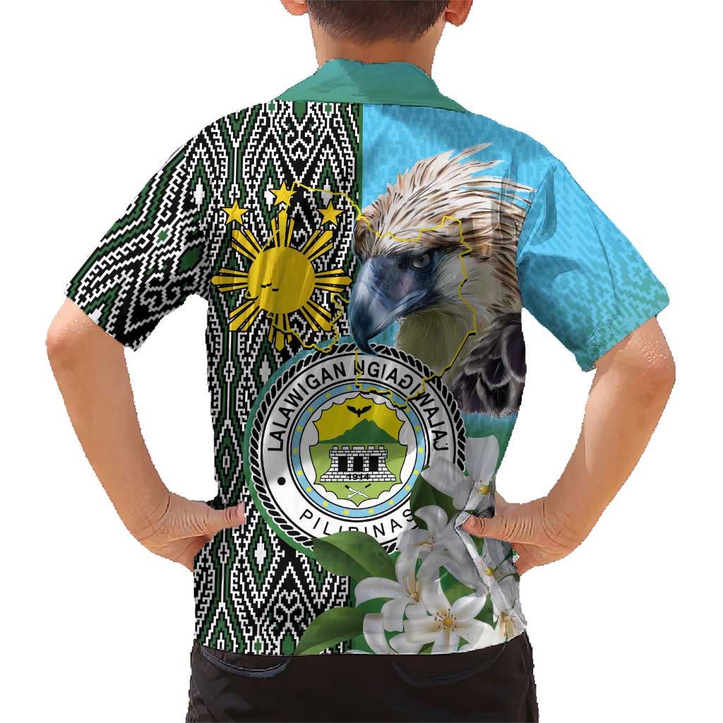 Cotabato Philippines Province Family Matching Short Sleeve Bodycon Dress and Hawaiian Shirt Filipino Eagle Sampaguita Tinalak Pattern