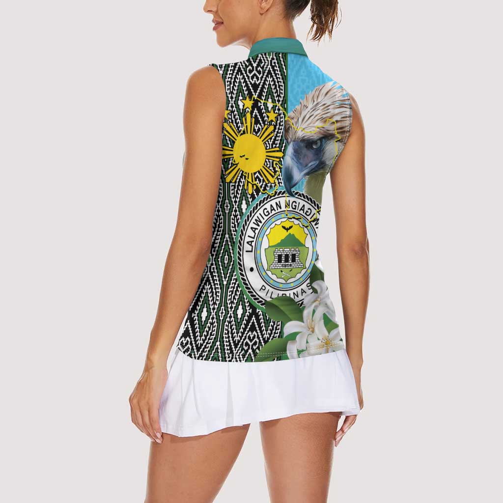 Cotabato Philippines Province Women Sleeveless Polo Shirt Filipino Eagle Sampaguita Tinalak Pattern