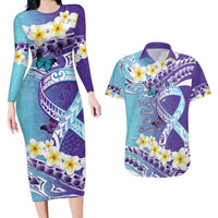 No Story Should End Too Soon Suicide Awareness Couples Matching Long Sleeve Bodycon Dress and Hawaiian Shirt Purple And Teal Polynesian Ribbon LT14 Purple - Polynesian Pride