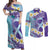 No Story Should End Too Soon Suicide Awareness Couples Matching Off Shoulder Maxi Dress and Long Sleeve Button Shirt Purple And Teal Polynesian Ribbon