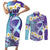 No Story Should End Too Soon Suicide Awareness Couples Matching Short Sleeve Bodycon Dress and Long Sleeve Button Shirt Purple And Teal Polynesian Ribbon