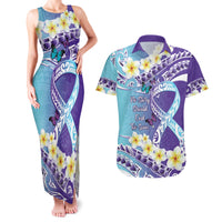 No Story Should End Too Soon Suicide Awareness Couples Matching Tank Maxi Dress and Hawaiian Shirt Purple And Teal Polynesian Ribbon LT14 Purple - Polynesian Pride