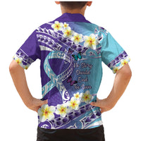 No Story Should End Too Soon Suicide Awareness Family Matching Mermaid Dress and Hawaiian Shirt Purple And Teal Polynesian Ribbon LT14 - Polynesian Pride