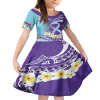No Story Should End Too Soon Suicide Awareness Family Matching Off Shoulder Maxi Dress and Hawaiian Shirt Purple And Teal Polynesian Ribbon LT14 Daughter's Dress Purple - Polynesian Pride