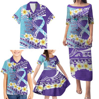 No Story Should End Too Soon Suicide Awareness Family Matching Puletasi and Hawaiian Shirt Purple And Teal Polynesian Ribbon LT14 - Polynesian Pride