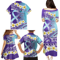 No Story Should End Too Soon Suicide Awareness Family Matching Puletasi and Hawaiian Shirt Purple And Teal Polynesian Ribbon LT14 - Polynesian Pride