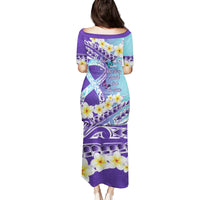 No Story Should End Too Soon Suicide Awareness Family Matching Puletasi and Hawaiian Shirt Purple And Teal Polynesian Ribbon LT14 - Polynesian Pride
