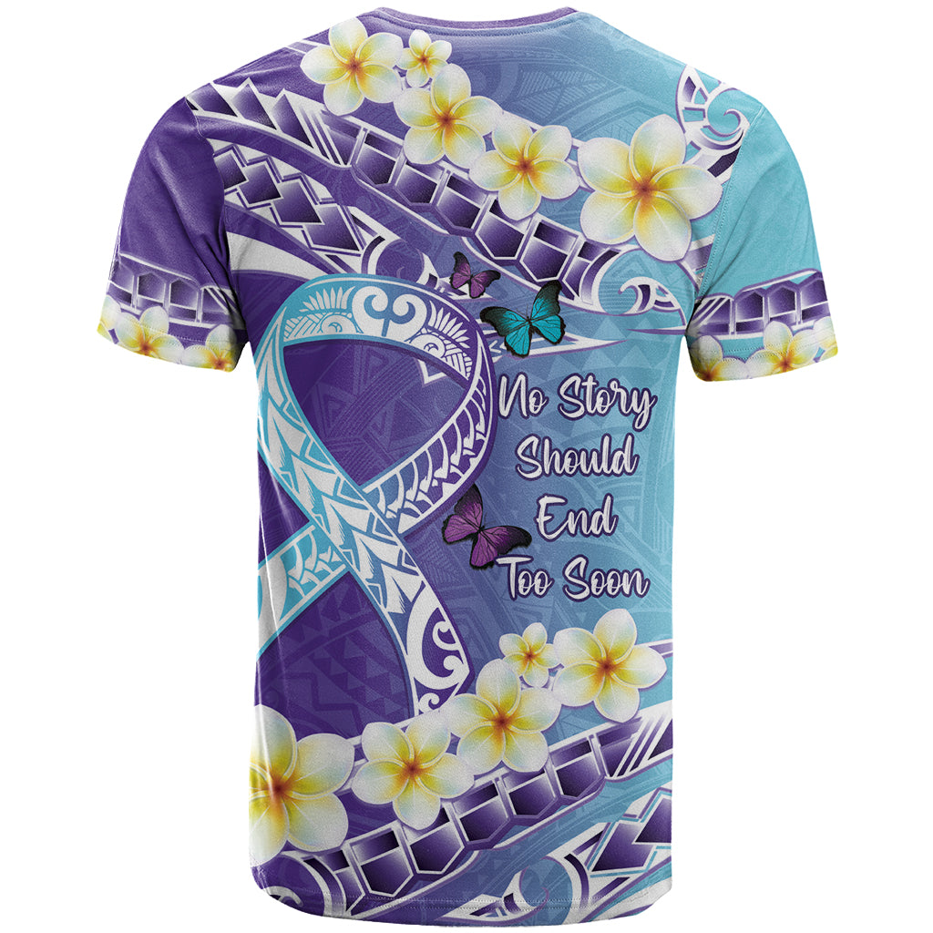 No Story Should End Too Soon Suicide Awareness T Shirt Purple And Teal Polynesian Ribbon