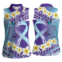 No Story Should End Too Soon Suicide Awareness Women Sleeveless Polo Shirt Purple And Teal Polynesian Ribbon LT14 - Polynesian Pride