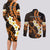 Liver Cancer Awareness Month Couples Matching Long Sleeve Bodycon Dress and Long Sleeve Button Shirt Awareness Is Key Orange Polynesian Ribbon