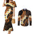 Liver Cancer Awareness Month Couples Matching Mermaid Dress and Long Sleeve Button Shirt Awareness Is Key Orange Polynesian Ribbon
