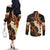 Liver Cancer Awareness Month Couples Matching Off The Shoulder Long Sleeve Dress and Long Sleeve Button Shirt Awareness Is Key Orange Polynesian Ribbon