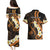 Liver Cancer Awareness Month Couples Matching Puletasi and Hawaiian Shirt Awareness Is Key Orange Polynesian Ribbon