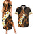 Liver Cancer Awareness Month Couples Matching Summer Maxi Dress and Hawaiian Shirt Awareness Is Key Orange Polynesian Ribbon