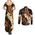 Liver Cancer Awareness Month Couples Matching Summer Maxi Dress and Long Sleeve Button Shirt Awareness Is Key Orange Polynesian Ribbon