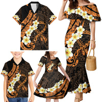 Liver Cancer Awareness Month Family Matching Mermaid Dress and Hawaiian Shirt Awareness Is Key Orange Polynesian Ribbon LT14 - Polynesian Pride