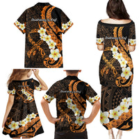 Liver Cancer Awareness Month Family Matching Puletasi and Hawaiian Shirt Awareness Is Key Orange Polynesian Ribbon LT14 - Polynesian Pride