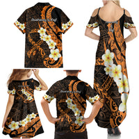 Liver Cancer Awareness Month Family Matching Summer Maxi Dress and Hawaiian Shirt Awareness Is Key Orange Polynesian Ribbon LT14 - Polynesian Pride