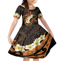 Liver Cancer Awareness Month Family Matching Tank Maxi Dress and Hawaiian Shirt Awareness Is Key Orange Polynesian Ribbon LT14 Daughter's Dress Orange - Polynesian Pride