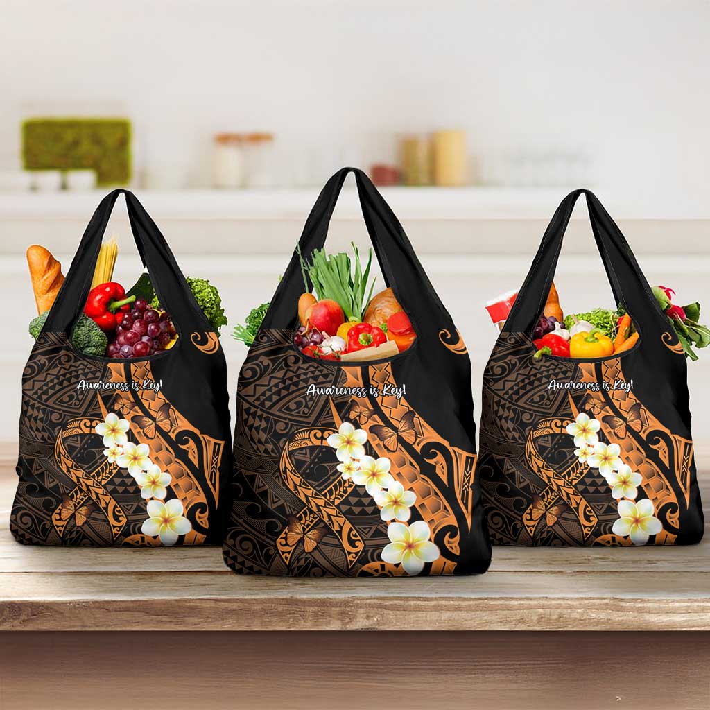 Liver Cancer Awareness Month Grocery Bag Awareness Is Key Orange Polynesian Ribbon