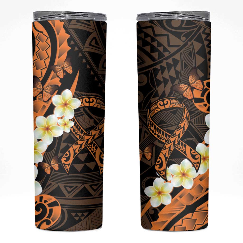 Liver Cancer Awareness Month Skinny Tumbler Awareness Is Key Orange Polynesian Ribbon LT14 Orange - Polynesian Pride