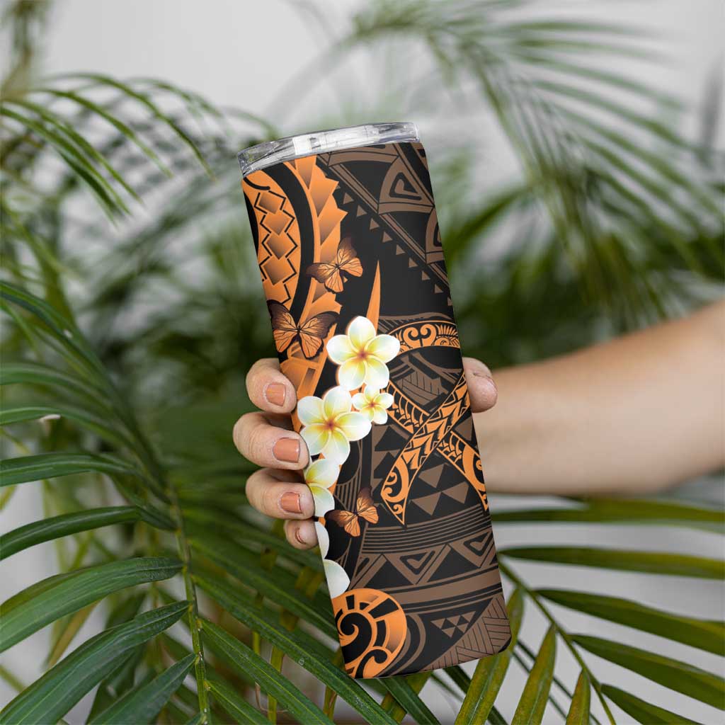 Liver Cancer Awareness Month Skinny Tumbler Awareness Is Key Orange Polynesian Ribbon LT14 - Polynesian Pride